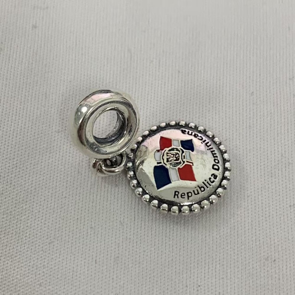 Pandora Dominican Republic Flag Charm, S925 Silver Jewelry - Picture 3 of 4